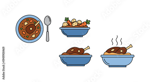 Lamb Stew Bowl Line art vector bold creative abstract illustration