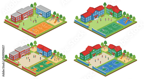 Four decorated elephants in vibrant colors walk across a white background