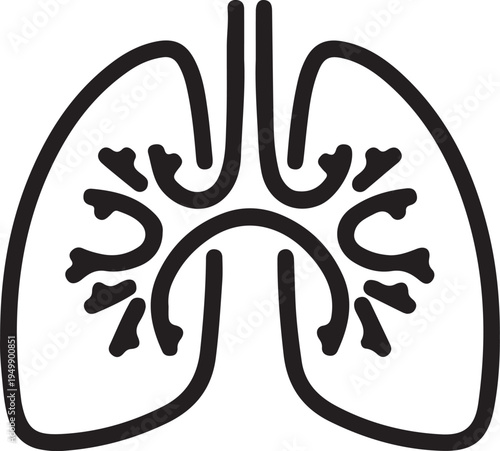 Lungs flat line icon. Vector thin pictogram of human internal organ, outline illustration for pulmonary clinic