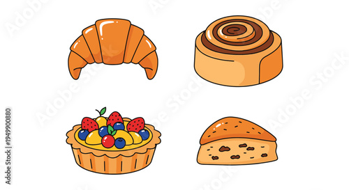 Homemade Pastries Line art modern creative abstract color design