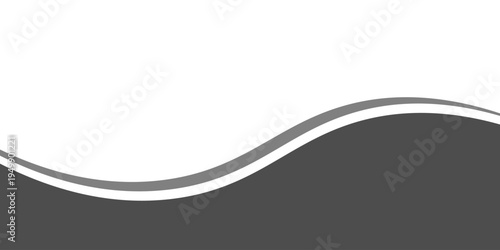 Minimalist black and gray wave vector design with smooth flowing curves at the bottom, transitioning into a clean white background. Ideal for banners, footers, or modern layouts.eps10