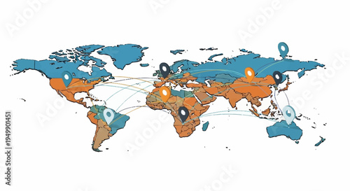 Global connections and world map.