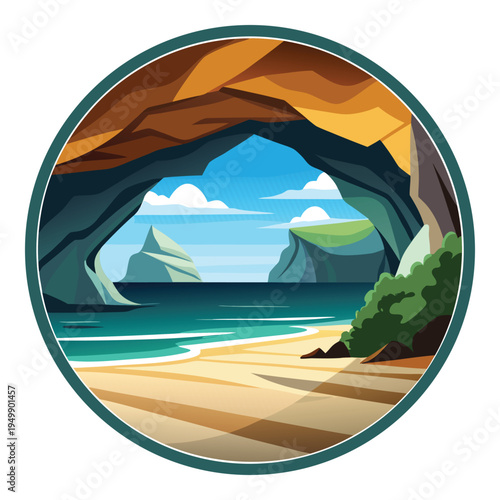 Benagil Sea Cave Vector Logo