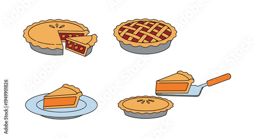 Homemade Pies Line art vector dynamic smooth abstract illustration