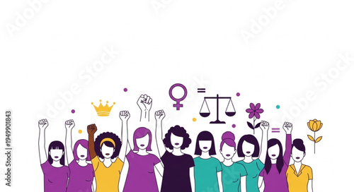 Diverse group of women standing together in solidarity and empowerment.