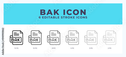 Bak file vector icon. With different stroke vector illustration.