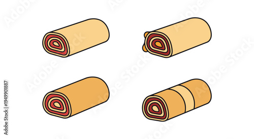 Lasagna Rollups Line art digital abstract colorful vector