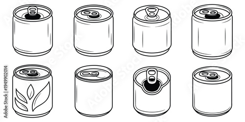 Canned food – outline book line art set