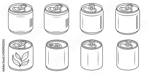 Canned food – line art  book set, outline illustrations