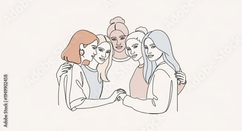 Diverse group of women holding hands in unity and friendship.