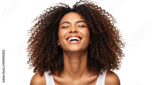 Young African American Woman Laughing Happily Isolated Transparent BG Cutout PNG