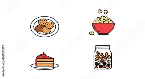 Homemade Snacks Line art clean contemporary abstract style vector