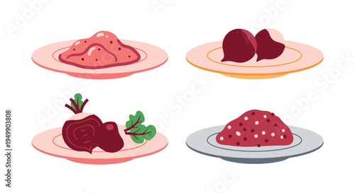 Glazed Beet Plate Line art clean minimal abstract tone vector