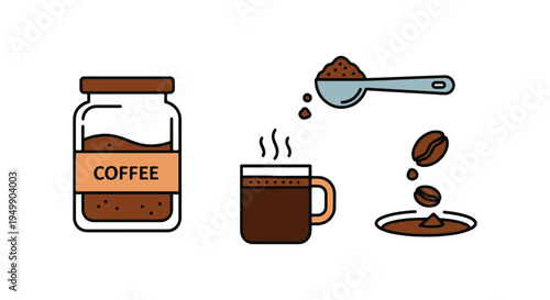 Instant Coffee Line art vector abstract color concept