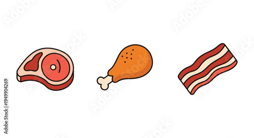 Fried Meat Line art vector clean modern abstract artwork illustration