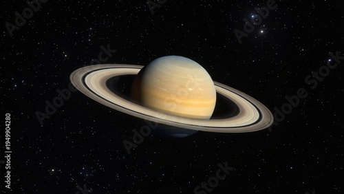 An image of the planet Saturn against a black background in space