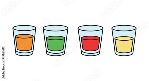 Juice Glass Plate Line art modern abstract colorful illustration