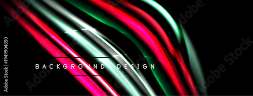 Dynamic abstract lines, vibrant colors, flowing shapes. Modern design element, perfect backdrop for projects. Dark background enhances visual impact.