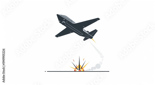 Drone strike illustration depicting a UAV launching a missile.