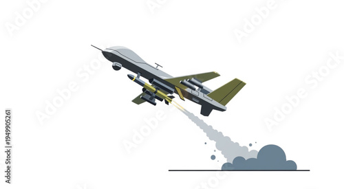 Military Drone Launching Missile - Advanced Unmanned Aerial Vehicle in Action.