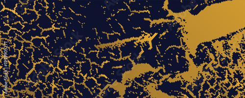 Latar belakang kuning dan hitam dengan elemen pola titik halfton. Latar belakang goresan kuas abstrak. efek modern