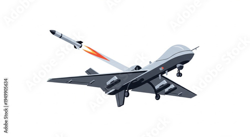 Drone launching missile, advanced military technology in action.