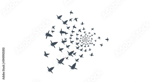 Flock of Birds in Flight - Dynamic Swarm Illustration.