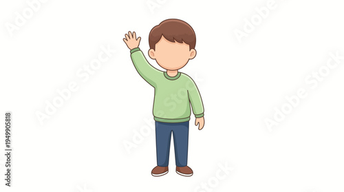 Minimalist vector illustration of a cute young boy