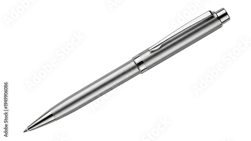 Premium Silver Metal Pen 3D Isolated on Transparent BG Cutout PNG