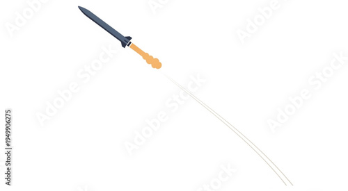 Illustration of a Rocket Launching with Smoke Trail.