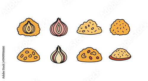 Fried Onion Bhaji Line art creative contemporary abstract style illustration