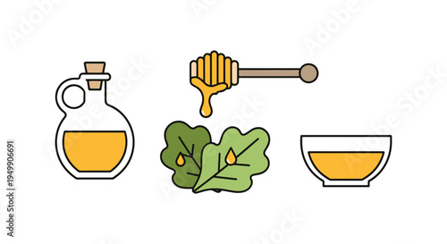 Honey Vinaigrette Line art dynamic abstract vibrant color vector