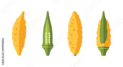 Fried Okra Line art vector modern pastel tone abstract artwork