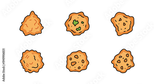 Fried Pakora Line art vector colorful geometric abstract illustration