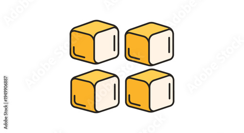 Fried Paneer Cubes Line art modern abstract concept illustration