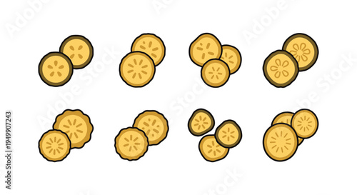 Fried Pickle Chips Line art dynamic colorful abstract illustration
