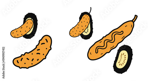 Fried Pickles Line art vector minimal clean abstract illustration