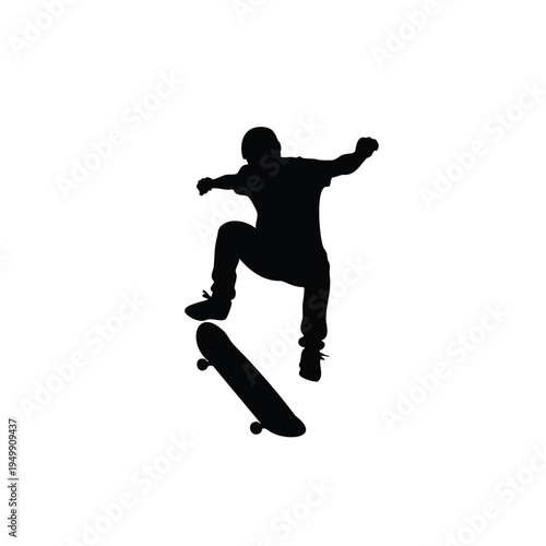 Dynamic skater silhouette performing trick, illustrating youth and sport culture