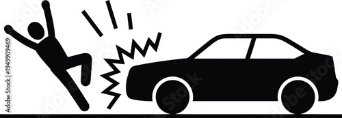 Person falling under a speeding car in a cautionary illustration