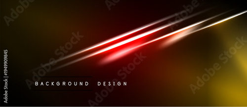 Dark abstract background. Red light streak crosses golden hues. Minimalist design with text below. Modern, dynamic visual.