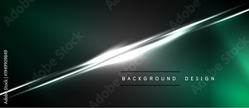 Dark background features bright silver line, green gradient. Minimalist design suggests modern aesthetic, suitable for banners or presentations.
