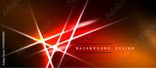 Abstract red lines intersect over orange background. Dark edges frame vibrant central design. Text reads background design.
