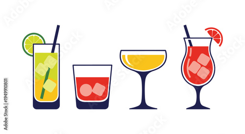 Mocktail Glass Line art vector clean fresh abstract illustration