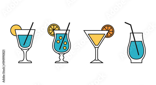 Mocktail Glass Line art vector creative abstract color design