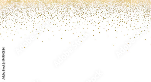 Golden particles falling on white background 