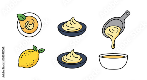 Lemon Butter Sauce Line art modern minimal abstract vector