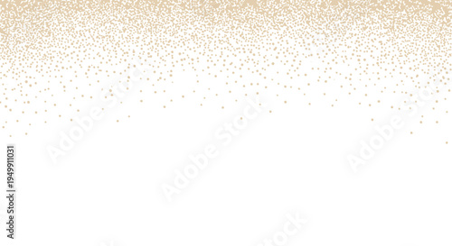 Golden particles falling down on white background 