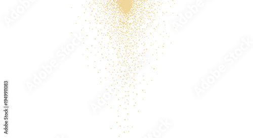 Golden particles fly up  against white background