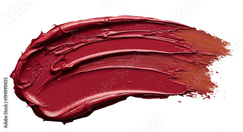 A smear of dark red lipstick on a white background 