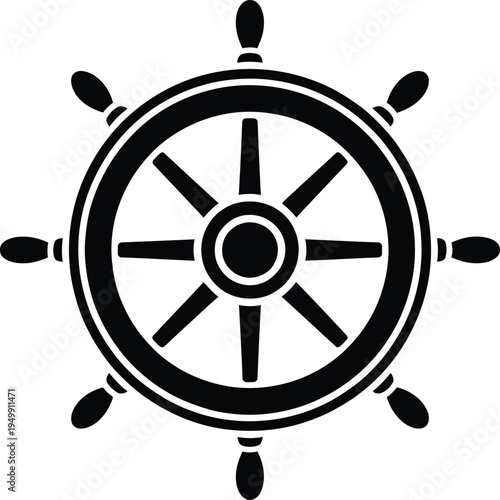 A classic ship's wheel used for navigation and steering vessels at sea